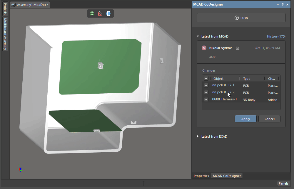 Examine the impact of each change in the Multi-board assembly, before Applying. Examine the impact of each change in the Multi-board assembly, before Applying.
