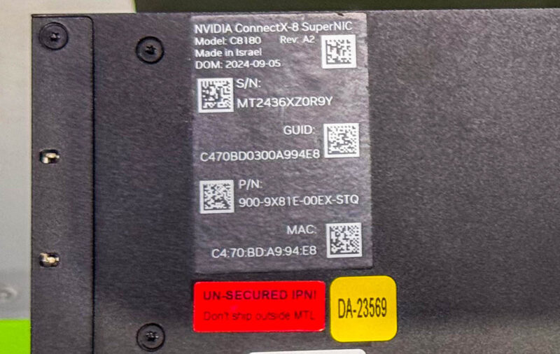 NVIDIA ConnectX 8 SuperNIC Rear Label At SC24 1