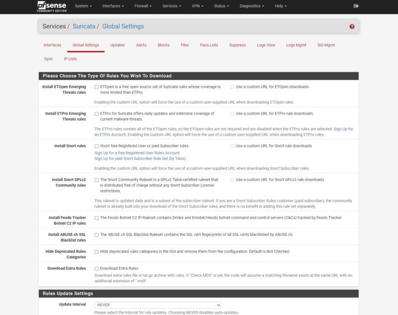 PfSense 2.7 Suricata