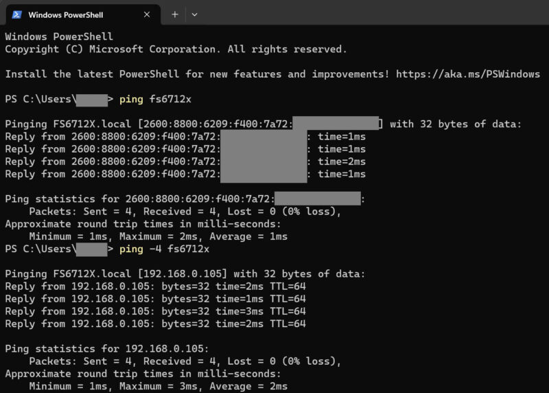 PowerShell Ping Versus Ping 4