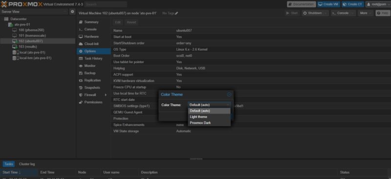 Proxmox VE 7.4 Color Theme