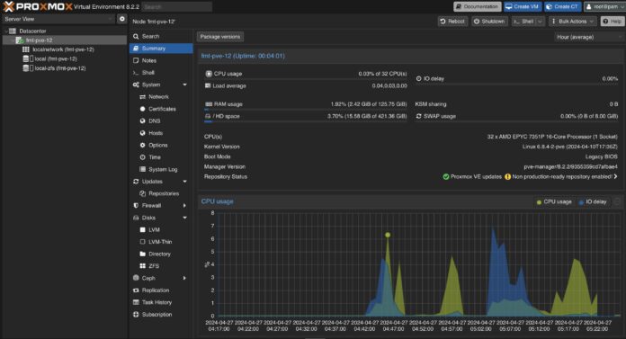 Proxmox VE 8.2 Running On AMD EPYC 7351P