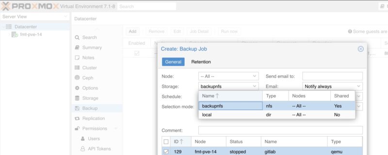 Proxmox VE NFS Storage Backup