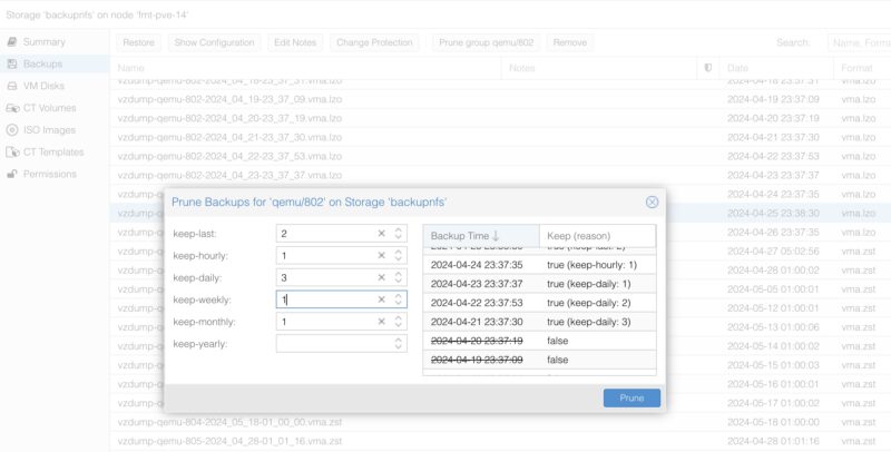 Proxmox VE Prune Backup Rules