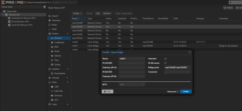 Proxmox VE With 4x Port Network Card New Network Bridge 2 Ports