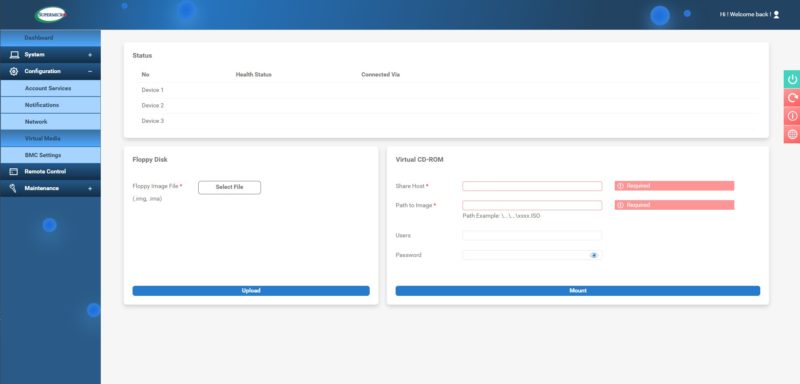 Supermicro HTML5 Configuraton Virtual Media