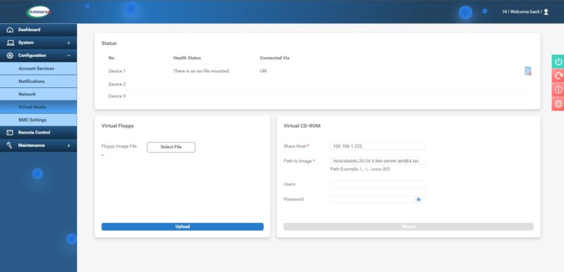 Supermicro HTML5 IKVM Virtual Media ISO Is Mounted