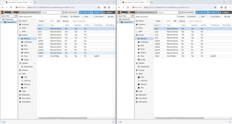 Two Qotom Proxmox VE 8.1.3 Hosts