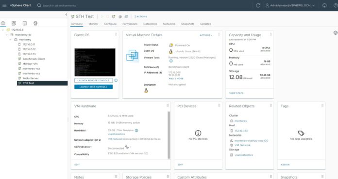 VMware VSphere Client With NVIDIA BlueField 2 DPU And ESXi 8.0 Host New VM UPT Activated Post Driver