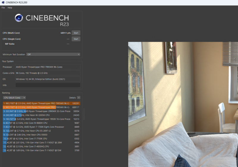 AMD Ryzen Threadripper Pro 7995WX Cinebench R23