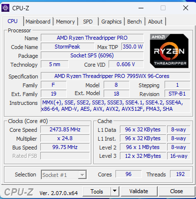 AMD Ryzen Threadripper Pro 7995WX